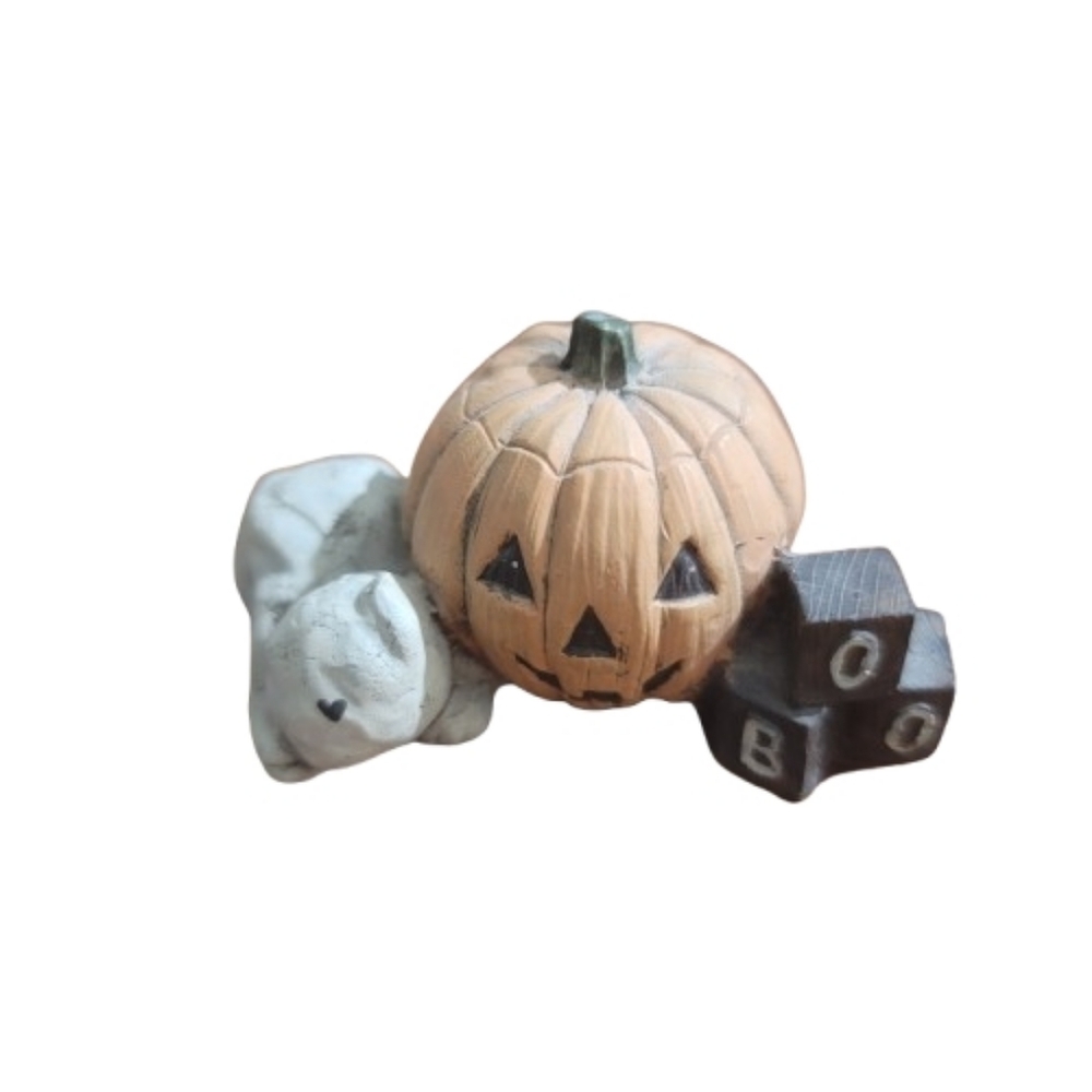 SARAH'S ATTIC Halloween Pumpkin, Boo and Ghost Figurine